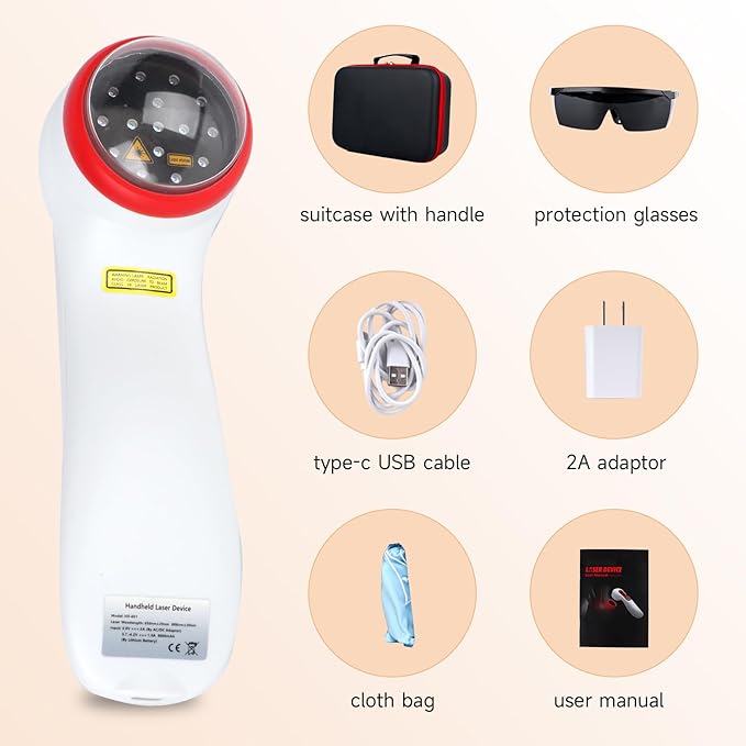 5000mAh Pro Cold Laser Therapy Device for Dog lllt Low Level NIR Red Light Therapy Machine Pet Pain Relief 808/650nm Handheld Vet Infrared Laser Wand for Wound Healing Cat Muscle Relax Treatment