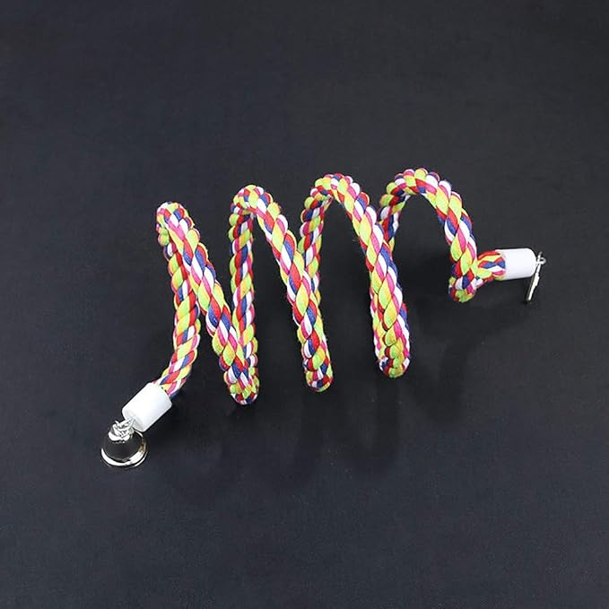 Bird Rope Perch Parakeet Toys, Spiral Bird Toy for Cockatiels, 63" Bird Bungee Rope Perches Suitable Bird Cage Accessories