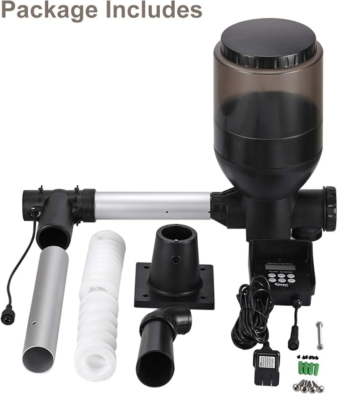 hygger LCD Control Automatic Pond Fish Feeder, Capacity 5.5L,DC 12V