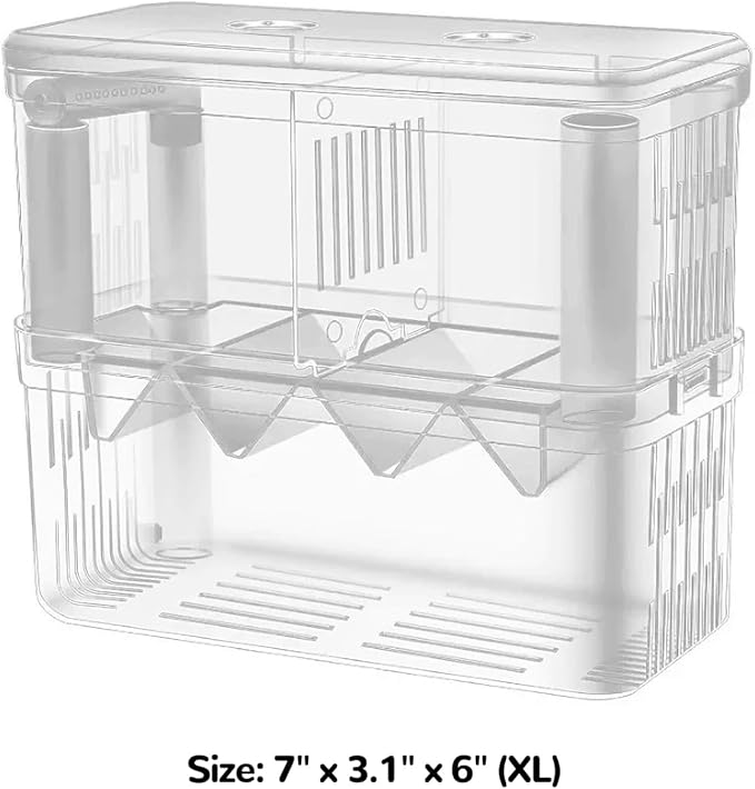 J-star Extra Large Fish Breeder Box, Acrylic Aquarium Breeder Box, Fish Isolation Box for Betta, Guppy, Killifish, Shrimp, Clownfish etc.