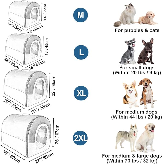 ANPPEX Dog House Indoor,2 in 1 Washable Covered Dog Bed,Insulated Cozy Dog Igloo Cave,2XL Size for Large Dogs,Blue