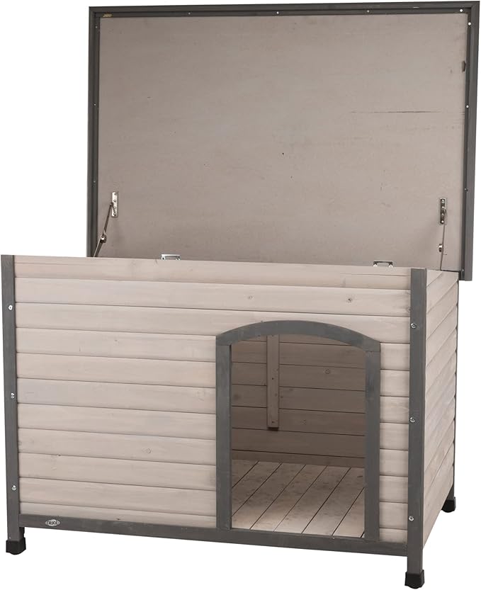TRIXIE Large Natura Classic Outdoor Dog House, Weatherproof Finish, Elevated Floor, Gray