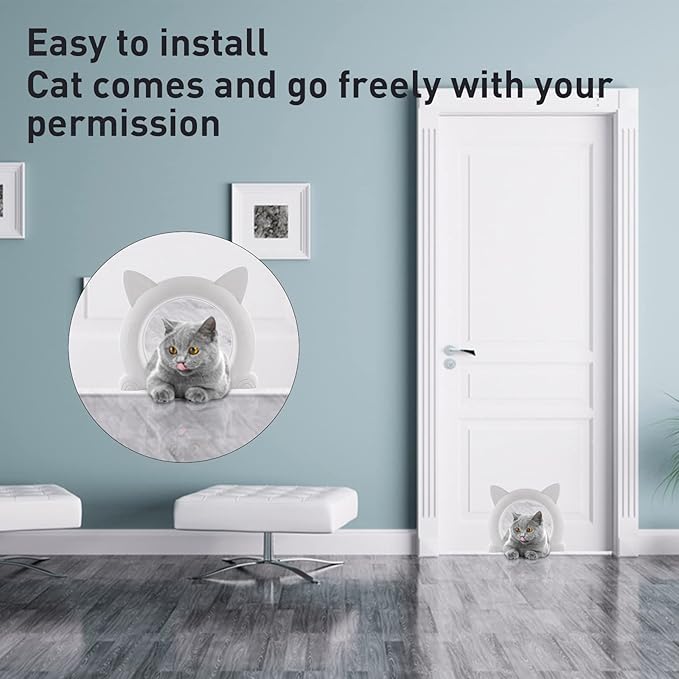 Cat Door,Wulikeke Interior Cat Door Pet Door for Cats Indoor Cat Door Fit Cats up to 25 lbs,with Screws Interior/Install Easily/Interior cat Door Without Flap, XL
