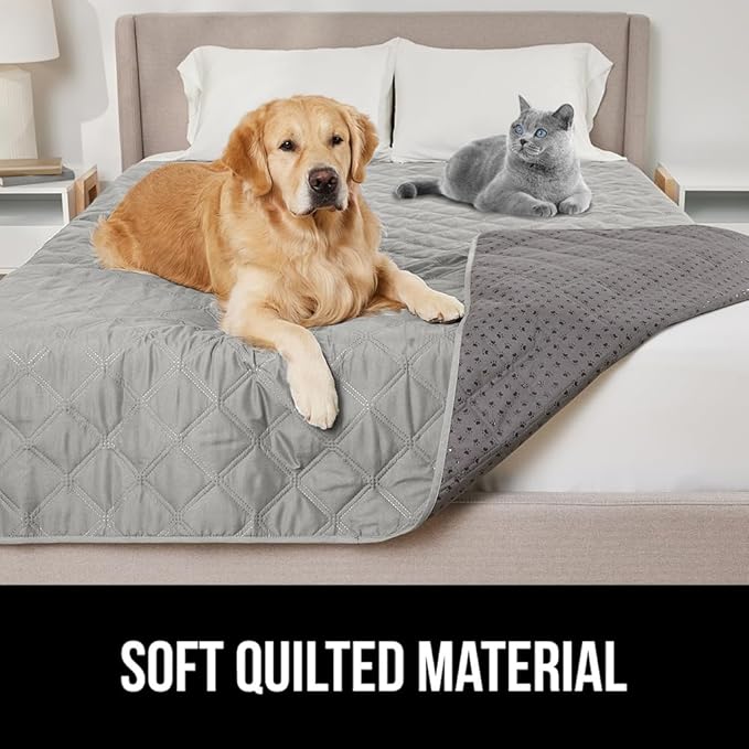 Gorilla Grip 100% Waterproof Dog Blanket, Pet Friendly Throw Essential for Small Dogs, Tear and Slip Resistant Leakproof Washable Couch Cushion Protector Cover for Indoor Furniture, 30x70 Light Gray