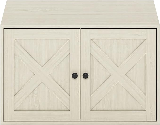 Furinno Peli Farmhouse Cat Litter Box Enclosure, White Wash