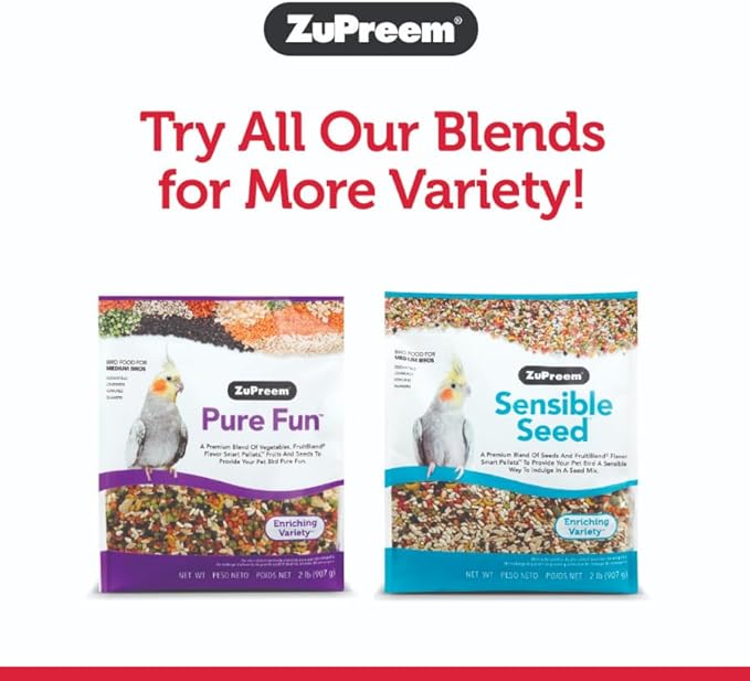 ZuPreem FruitBlend Flavor Pellets Bird Food for Parrots and Conures, 3.5 lb (Pack of 2) - Daily Blend Made in USA for Caiques, African Greys, Senegals, Amazons, Eclectus, Small Cockatoos