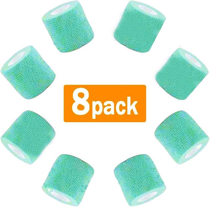 kathson 2“ × 8 ”Vet Wrap Tape Veterinarian Self Adhesive No Chew Bandage Wound Dressing Medical Bandage Gauze for Animals Pets Dogs Cats Horses Ear Feet Paw Tail Injury(Green)