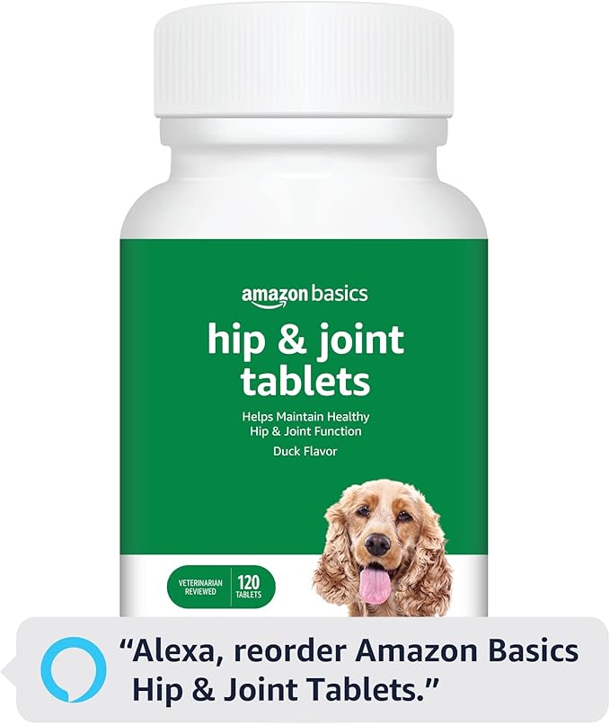 Amazon Basics Dog Hip & Joint Chewable Tablets, Duck Flavored, 120 Count (Previously Solimo)