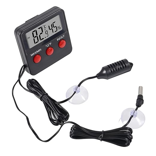 2pcs Reptile Thermometer and Humidity Gauge Reptile Thermometer Hygrometer with Probes Indoor Outdoor Digital Pet Temperature and Hygrometer Gauge for Reptiles Pet Keeping