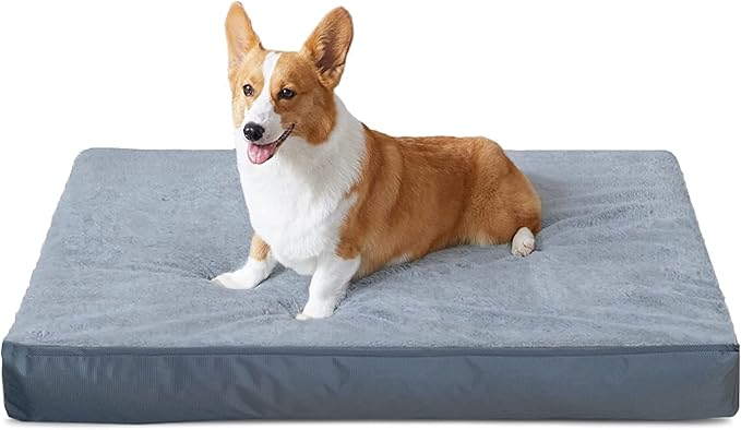 Dog Bed Cover 53L x 36W x 4H Inch,Heavy Duty Durable Waterproof Fluffy Soft Short Plush Replacement Dog Bed Covers,Washable Removable Pet Bed Mattress Cover with Zipper.Grey,Cover Only.