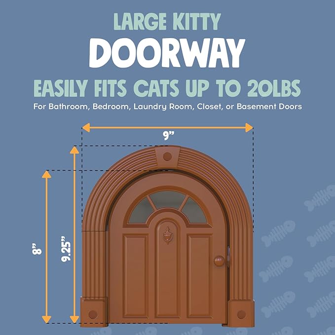 Cat Door Interior Door - No-Flap Cat Door for Interior Door, Cat Door Interior Door for Cats Up to 20 lbs, Easy DIY Setup, Secured Installation in Minutes, No Training Needed…