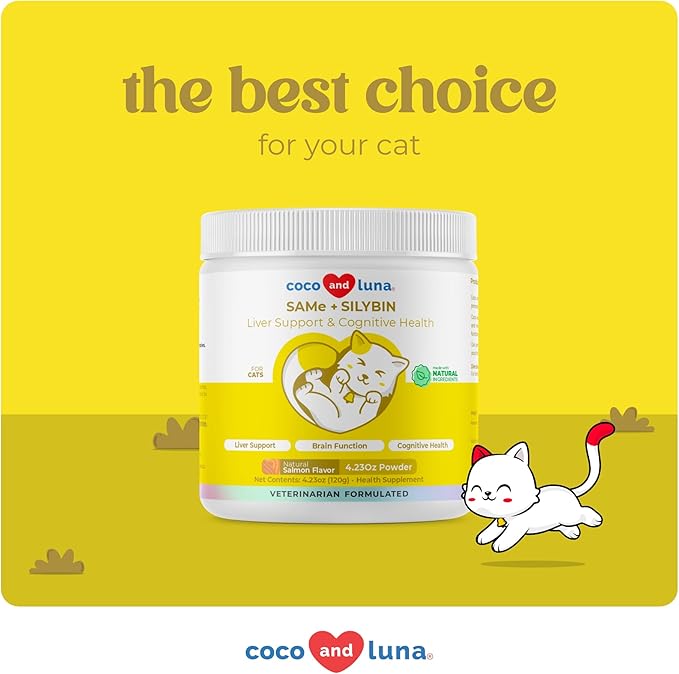 Same and Silybin for Cats - 120g - S-Adenosyl-L-Methionine, Same, Liver Supplements for Cats, Brain & Cognitive Support… (for Cats)