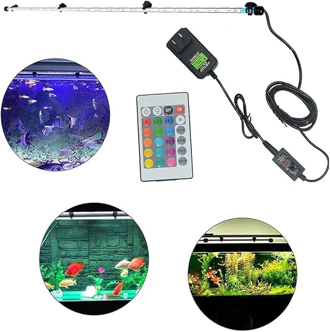 LED Aquarium Light, 7-44 Inch Waterproof Fish Light White with Blue, RGB Underwater Lamp Submersible LED Light for Fish Tank