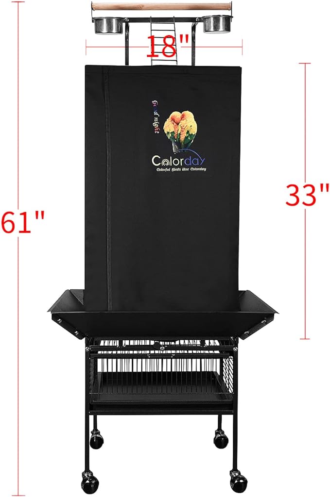 Good Night Bird Cage Cover for Large Bird Cage with Play Top (Patent Pending), Black 61"