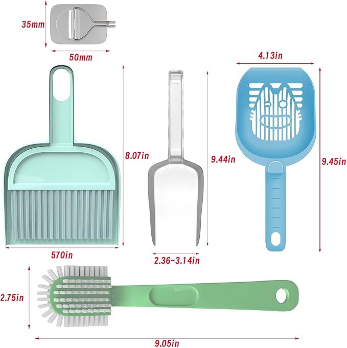 Premium Cat Litter Scooper kit – The Ultimate Solution for a Clean and Tidy Environment Include Plastic Cat Litter Shovel, cat Litter Scoop,Pickers, Handheld Dustpan, Broom,Cleaning Brush,Paste Hook