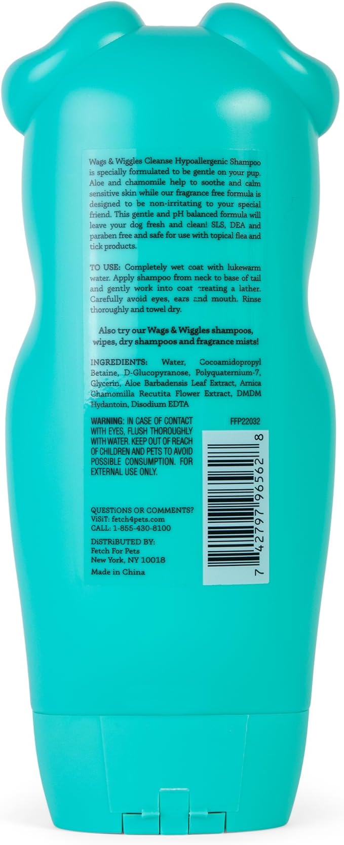 Wags & Wiggles Cleanse Hypoallergenic Shampoo | Hypoallergenic Dog Shampoo for Dogs with Sensitive Skin, Pet Shampoo | Fragrance-Free Dog Cleansing Shampoo, 16 Ounces - 12 Pack