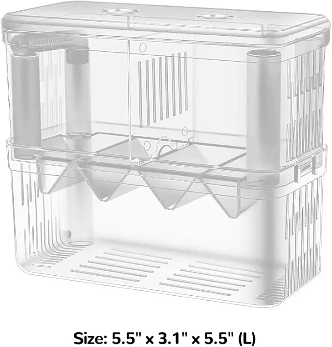J-star Large Fish Breeder Box, Acrylic Aquarium Breeder Box, Fish Isolation Box for Betta, Guppy, Killifish, Shrimp, Clownfish etc.