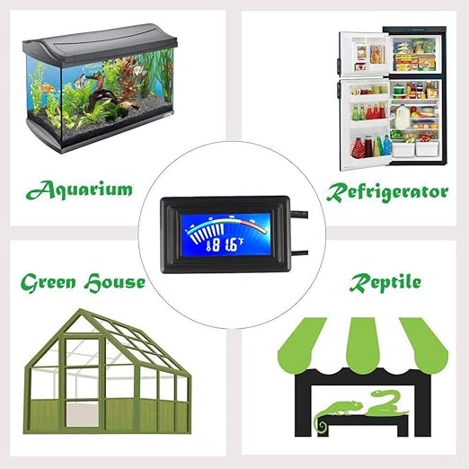 KEYNICE Digital Thermometer, Aquarium Thermometer, Digital Temperature Gauge, Temperature Monitor with Sensor, USB Power Supply, ℉ and ℃ Switchable, LCD Display, USB Thermometer Indoor Outdoor