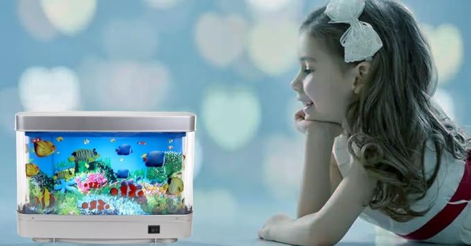 Lightahead Artificial Aquarium: Fascinating Moving Pictures of Fish in Tank Decorative Sensory Aquarium Lamp Virtual Ocean in Motion (Marine Life A)