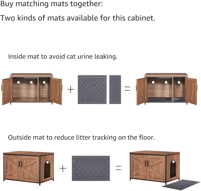 unipaws Large Cat Litter Box Enclosure with Top Opening, XL Cat Washroom Bench Furniture, Extra Large Cat Boxes, Cabinet for Large Cat, High Jumbo Automatic Litter Box Cover Hidden
