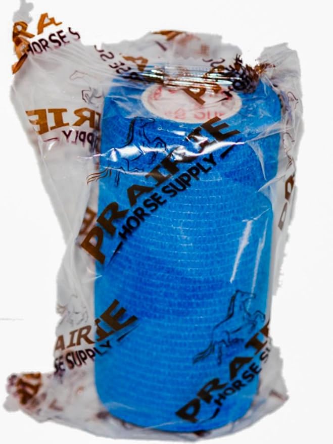 2 Inch Vet Wrap Tape Bulk (Blue) (Pack of 24) Self Adhesive Adherent Adhering Flex Bandage Grip Roll for Dog Cat Pet Horse