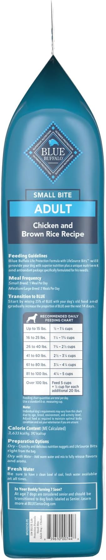 Blue Buffalo Life Protection Formula Adult Small Bite Dry Dog Food, Helps Build and Maintain Strong Muscles, Made with Natural Ingredients, Chicken & Brown Rice Recipe, 15-lb. Bag