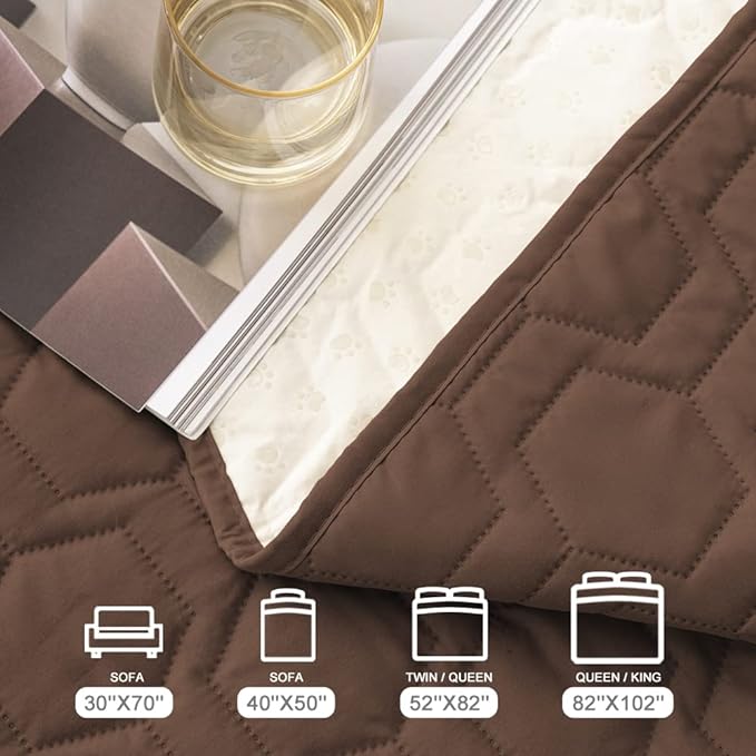 Waterproof and Anti-Slip Dog Bed Cover and Pet Blanket Sofa Pet Bed Mat ,car Incontinence Mattress Protectors Furniture Couch Cover for Most Cats Dogs, Pets<40x50-Chocolate>