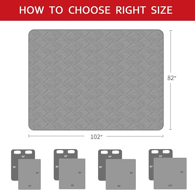 Waterproof Blanket Dog Bed Cover with Non-Skid Bottom, Couch Cover for Dogs, Mattress Protector Furniture Protector, Bed Couch Sofa(102" X 82") Grey