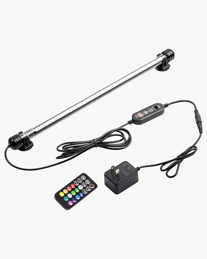 NICREW Submersible RGB Aquarium Light, Underwater Fish Tank Light with Timer, Multicolor LED Light with Remote Controller, 19 Inches