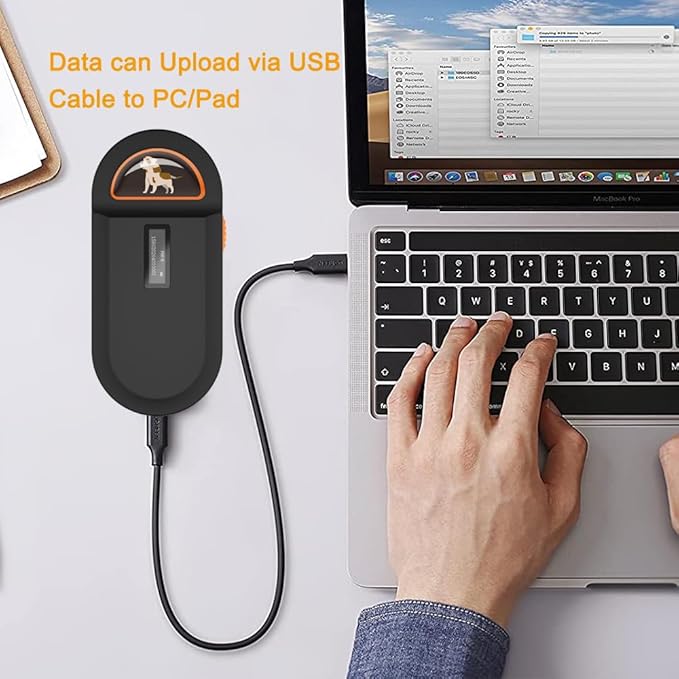 Pet Microchip Scanner, RFID Dog and Cat Microchip Reader, Supports EMID, FDX-B(ISO11784/11785)Microchips, for Animal Management