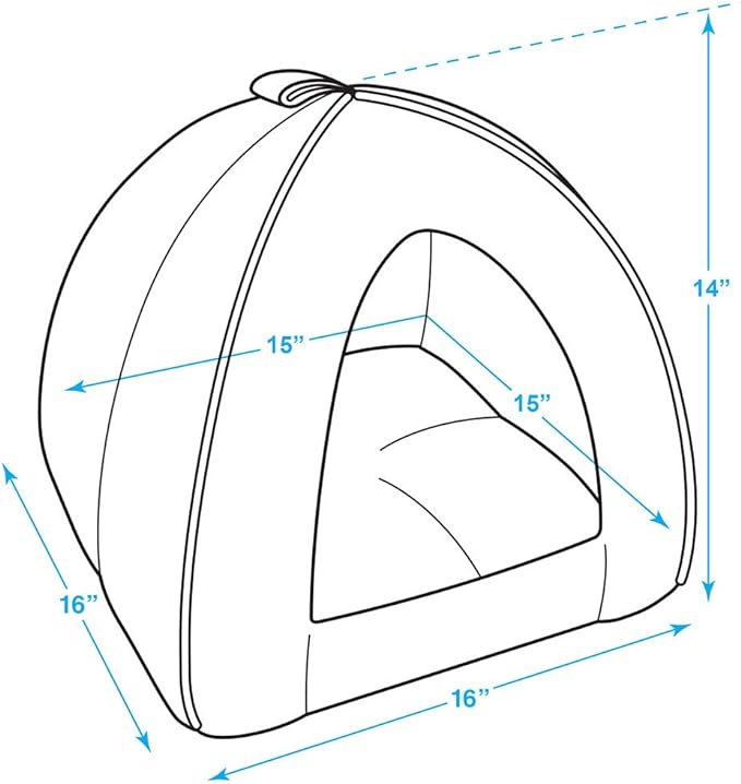 Pet Tent - Soft Bed for Dog and Cat by Best Pet Supplies - Gray Lattice, 16" x 16" x H:14"