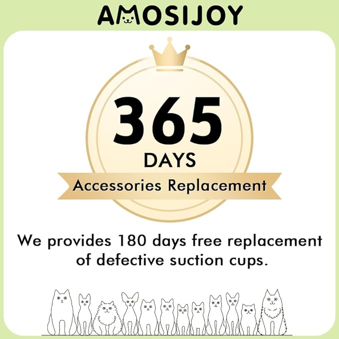 AMOSIJOY Cordless Cat Window Perch, Cat Hammock for Window with 4 Strong Suction Cups, Solid Metal Frame and Soft Cover, Cat Beds for Indoor Cats