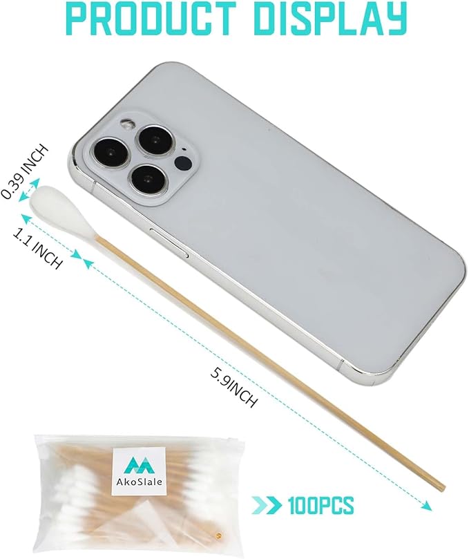 Large Cotton Swabs, 100pcs-7 Inch,Large Q Tips, Bamboo Cotton Swabs for Ears,Cotton Swabs for Dogs Ears, Big Q Tips, Ear Swabs for Dogs
