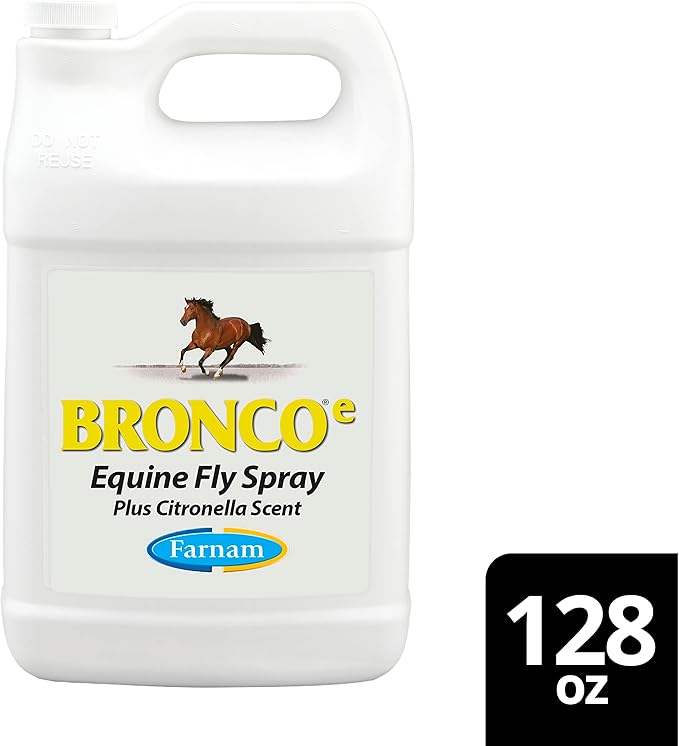 Farnam Broncoe Equine Fly Spray with Citronella Scent for Horses and Dogs, 128 Ounces, Gallon Refill