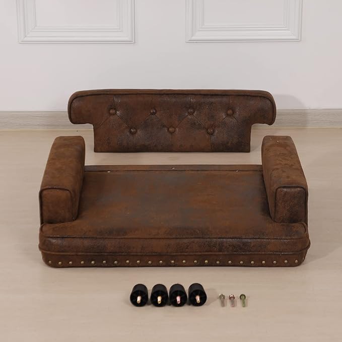 Dog Sofas and Chairs for Small Breeds/Cat Beds with Suede Fabric/Sturdy Wooden Frame Cat Sofa Chair/Dog Sofa Bed for Small Dog Using (coffee)