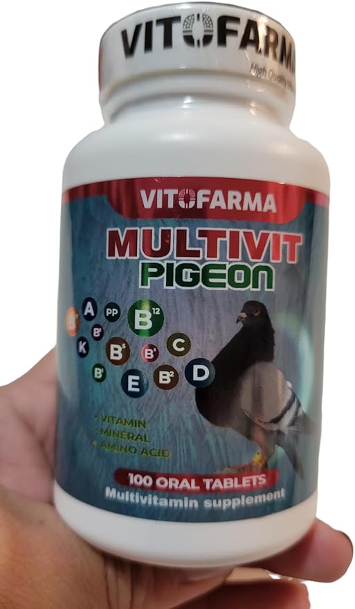 MULTIVIT Pigeon para palomas 100 Tabs Vitamins Minerals Aminoacids for Racing Pigeons Show Pigeons Rollers Supplement for Birds