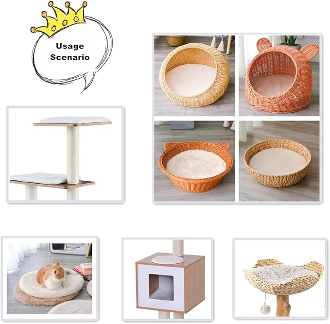 2-Pack 10.6"x10.6" Square Faux Rabbit Fur Cat Dog Bed Cushion Pad Mat, Cat Tree Tower Replacement Cushion Pad, Pad for Window Perch, Cat Dog Carrier House Cage Crate Kennel Furniture