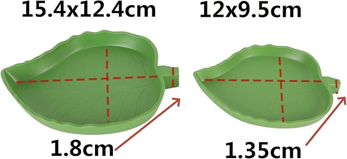 2 Sizes Reptile Leaf Food Water Bowl Plate Dish Tortoise Terrarium Lizard Vivarium,2 Pieces Leaf Reptile Food Water Bowl Plate Dish for Tortoise Corn Snake Crawl Pet Drinking and Eating
