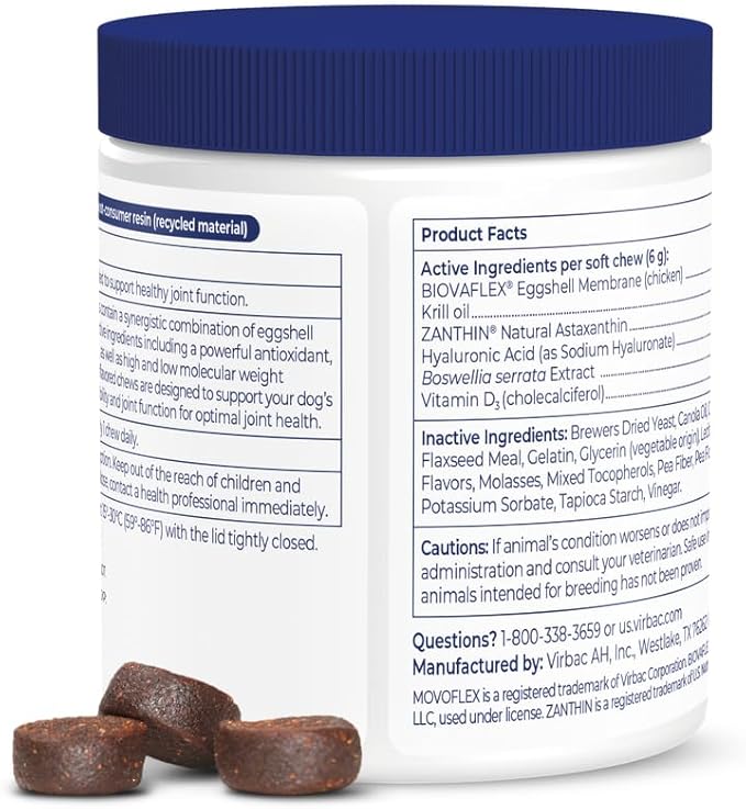 Advanced Joint Support Supplement for Dogs - Hip and Joint Support - Dog Joint Supplement - Hip and Joint Supplement Dogs - 120 Soft Chews for Large Dogs (by Virbac)