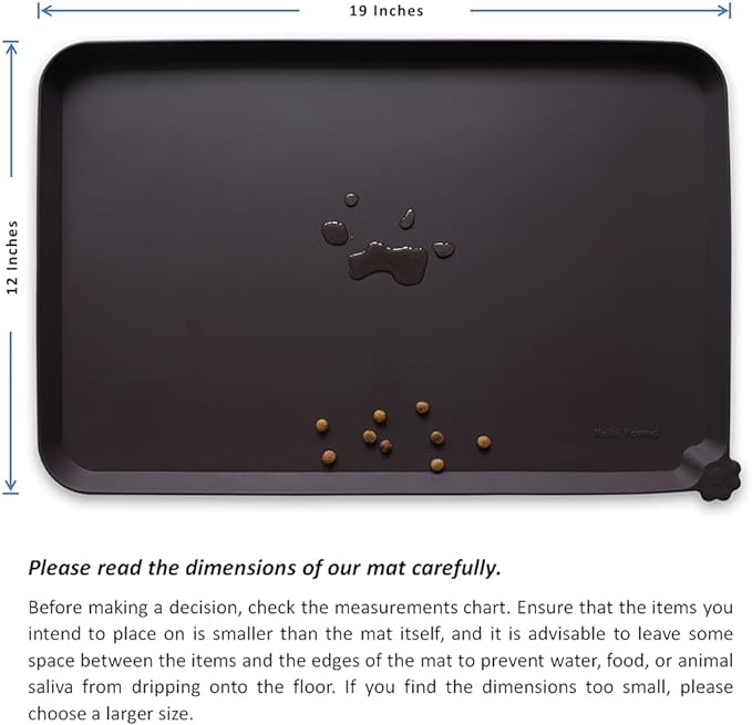 Hoki Found Silicone Pet Food Mats Tray - High-Lips Pet Dog Cat Bowl Mats - Dog Pet Cat Feeding Mat - Waterproof Dog Cat Food Mats -Pet Water Mats for floors - Dark Oak