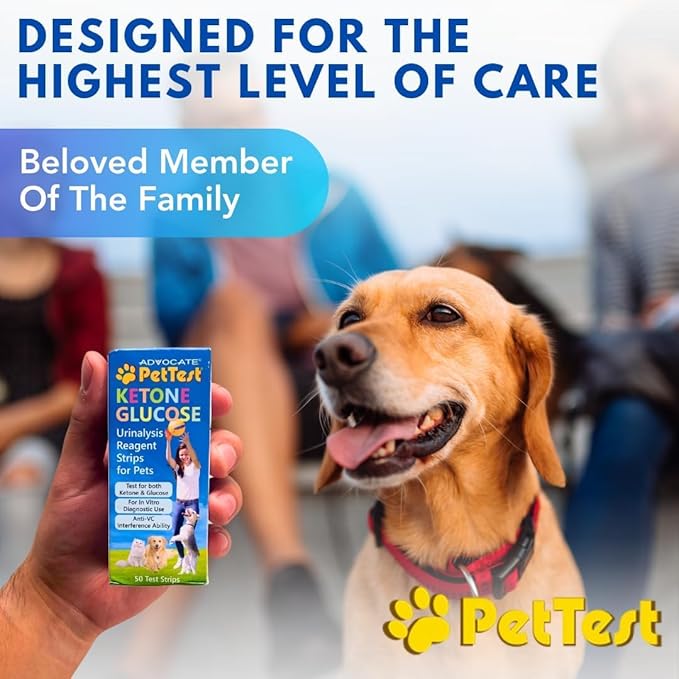 PetTest Pet Ketone and Glucose Test Strips with Urine Catcher Telescoping Pole - 50 Strips for Fast Urine Testing of Cats & Dogs with Extendable Urine Catcher up to 45" - Home kit for Pet Ketone Level