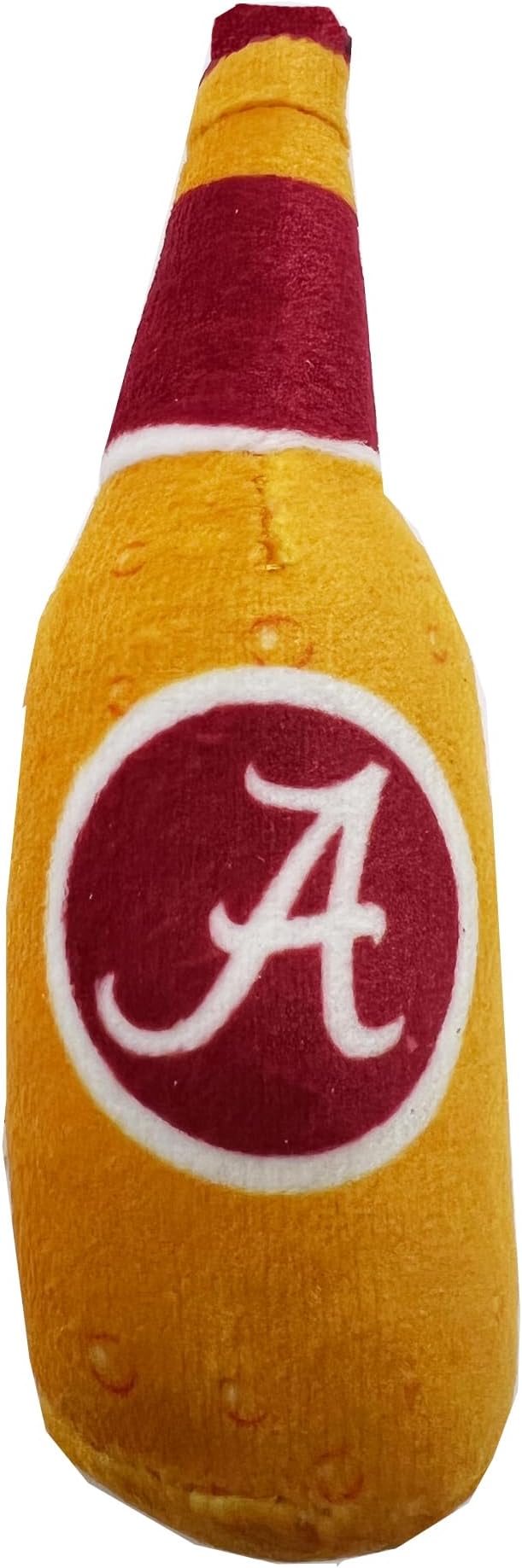 Pets First Best Plush CAT Toy - NCAA Alabama Crimson Tide Complete Set of 3 Piece Cat Toys Filled with Fresh Catnip. Includes: 1 Helmet Cat Toy, 1 Football Cat Toy with Feathers, & 1 Beer Bottle.