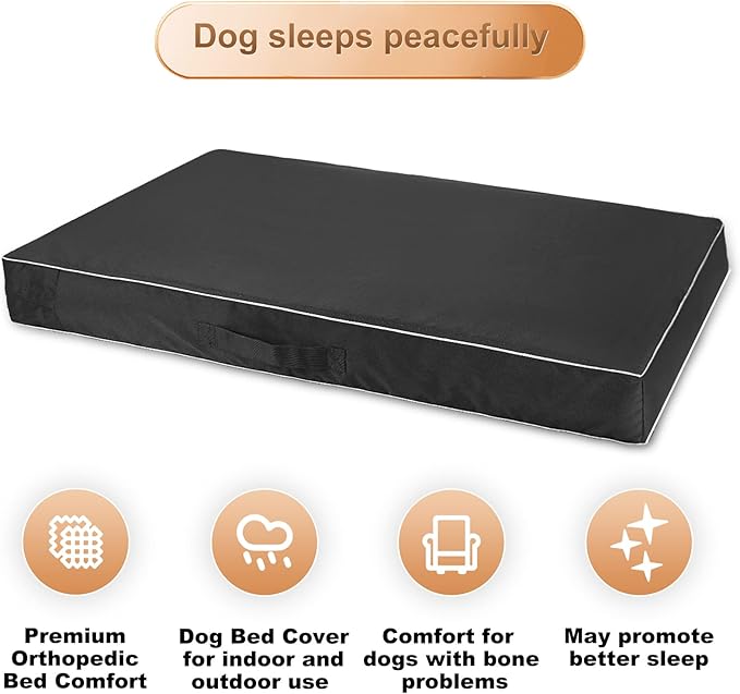 Chinchilla Waterproof Heavy Dog Bed Cover Washable, with Zipper Opening Fillable Universal Dog Bed Replacement Cover.Cover Only (XX-Large, Black)