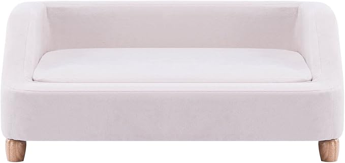 Critter Sitters 36-In. Microfiber White Rectangular Dog Sofa for Medium-Sized Dogs, Modern and Stylish Elevated Dog Bed for Home or Apartment, Comfortable and Easy to Clean Pet Beds