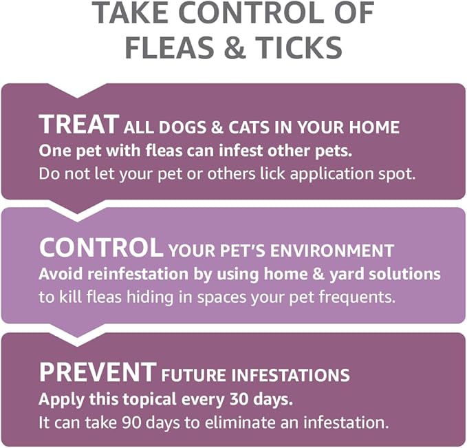 Amazon Basics Flea and Tick Topical Treatment for Large Dogs (45-88 lbs), Unscented, 6 Count (Previously Solimo)
