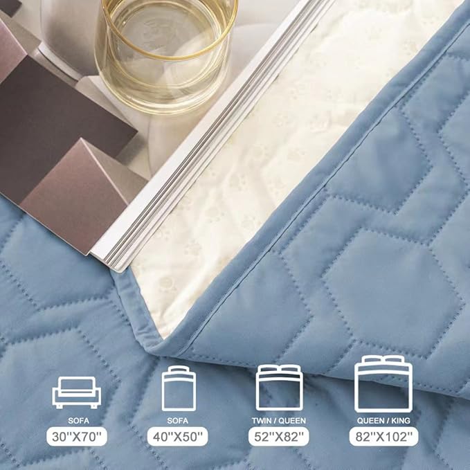 Waterproof & Anti-Slip Dog Bed Cover and Pet Blanket Sofa Pet Bed Mat ,car Incontinence Mattress Protectors Furniture Couch Cover for Most Cats Dogs, Pets<52x82-Stoneblue>