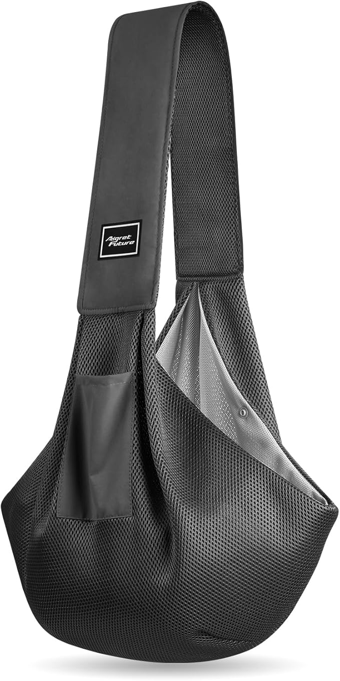 Dog Carrier Sling, Hand-Free Dog Sling Carrier for Small Dogs and Cats,Travel Safety Puppy Bag (Black)