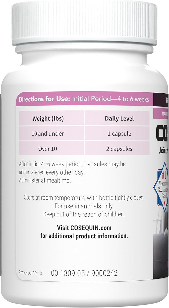 Nutramax Laboratories Cosequin® for Cats Maximum Strength PLUS Boswellia Capsules - Professional Line,Beige,60 Count (Pack of 1)