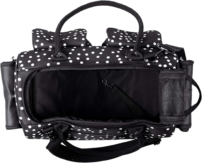 Fashion Dog Carrier Cat Carrier Rabbit Carrier- Soft Sided Pet Carrier Purse Bag - Breathable Mesh Airline Approved Pets Travel Tote Bag with Pockets (Black Polka dot)