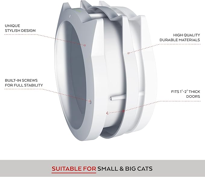 LYNX Cat Door Interior Door - Unique Stylish Design - HQ & Easy To Install Interior Cat Door For Small To X Large Cats. Pet Doors For Cats - Indoor Cat Door Without Flap. For Kitty & Cats Up To 25 Lbs